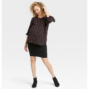 The Nines by HATCH Jersey Shirred Maternity Skirt Black Size Large